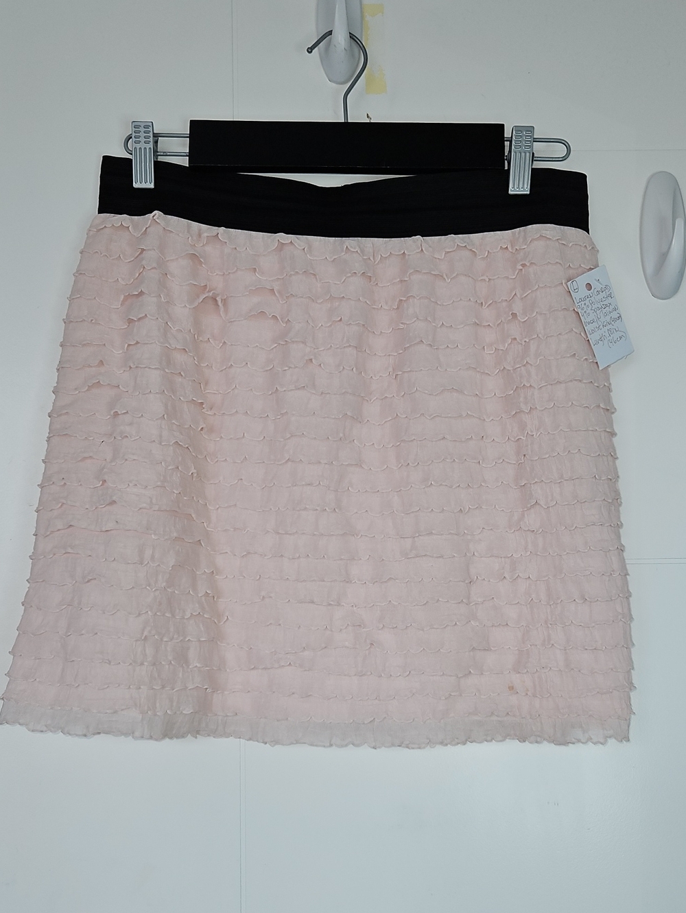 LC Lauren Conrad Pale Pink Ruffle Mini Skirt with Black Waistband